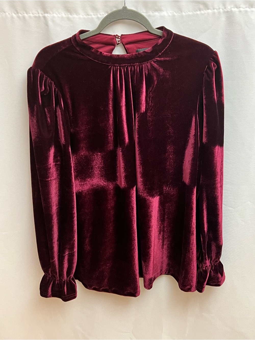 Maia Burgundy Velvet Blouse Women’s Size 16 Long Sleeve Mock Neck Top
